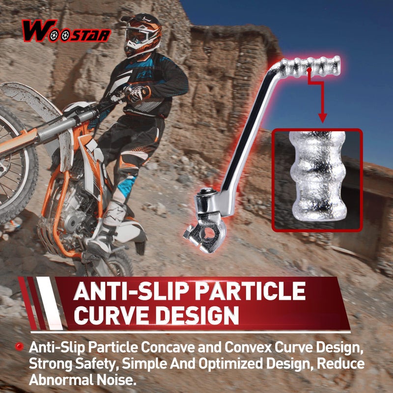 WOOSTAR 15mm Kickstart Lever Pedal Replacement for 50cc 70cc 90cc 110cc 125cc 150cc Pit Bike Dirt Bike Silver - Image 4